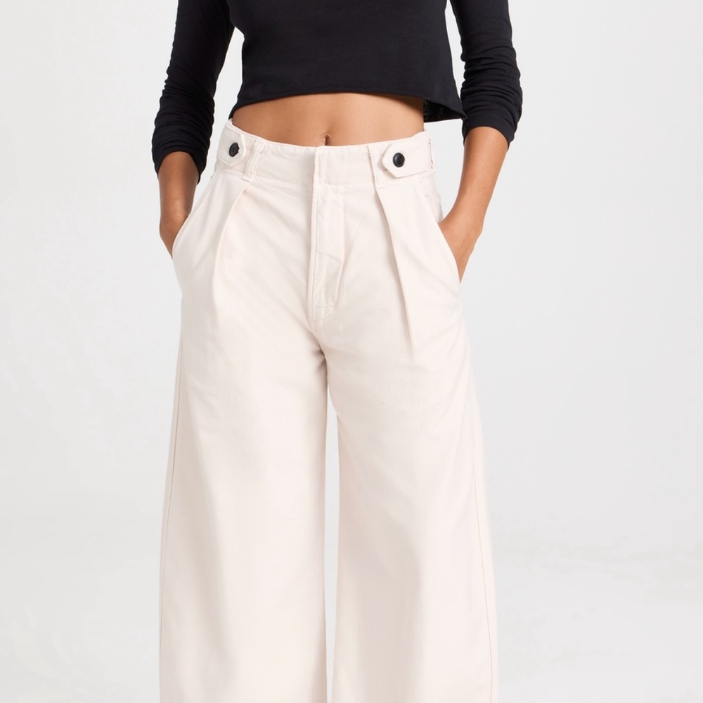 khaki/ white citizens of humanity trousers